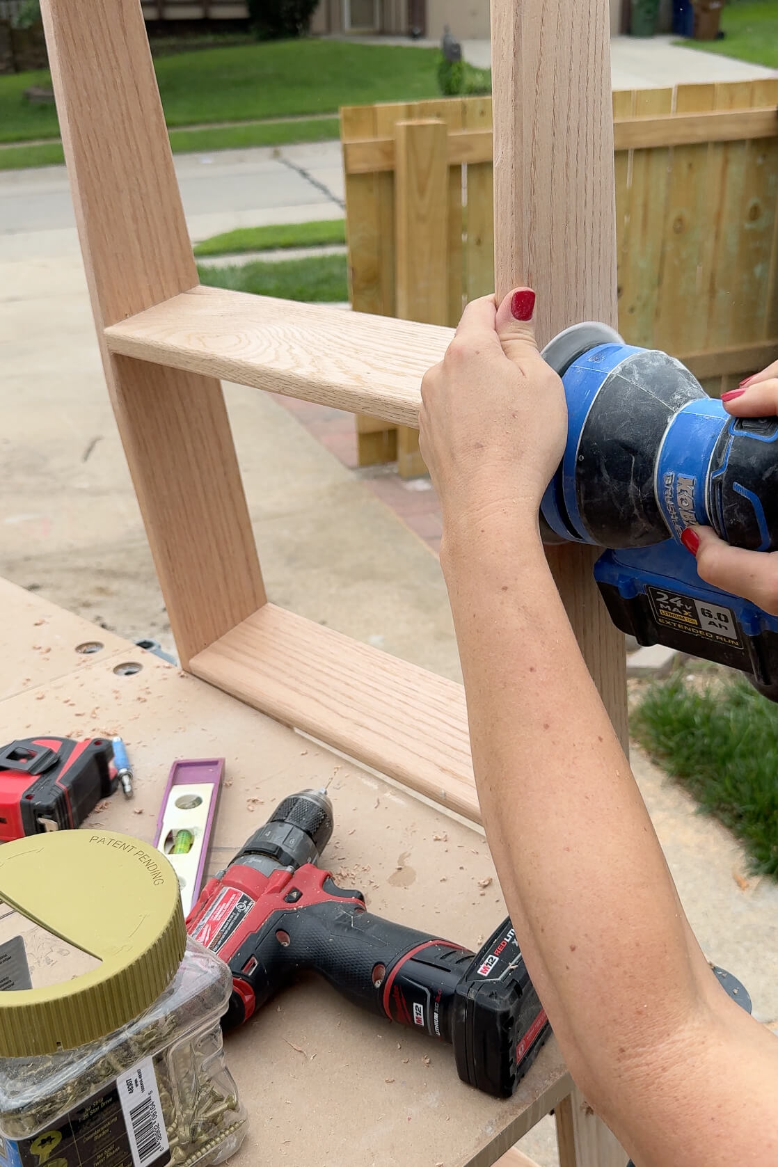 Building a ladder for a bunk bed.